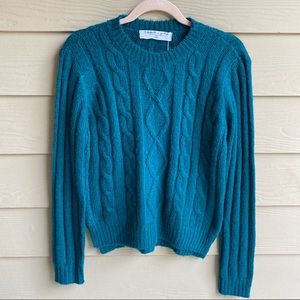 Anthropologie Emma & Sam Green Teal Cable Knit Sweater S